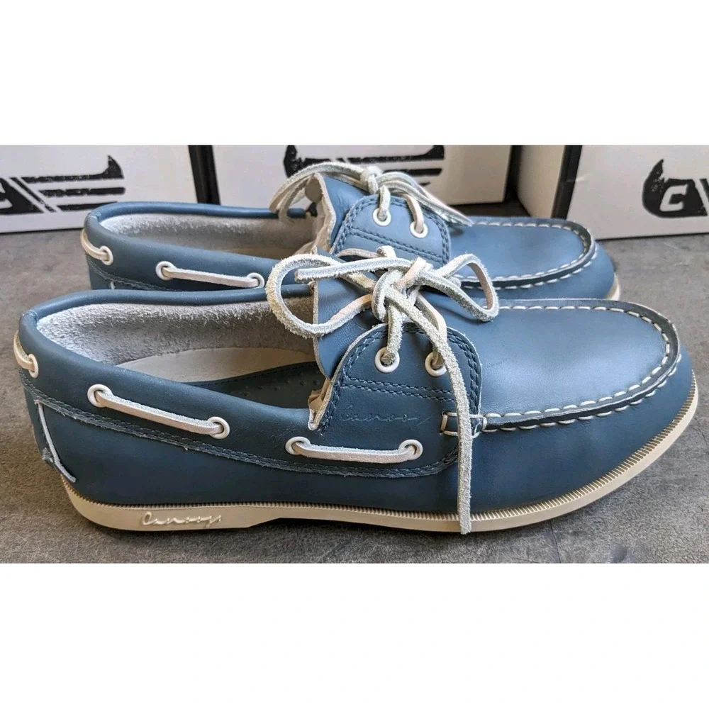 New Canoos Golf Shoes Women's 7.5 Steele Blue Leather 2.0 Boat Shoe Loafer